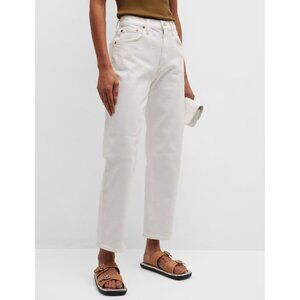 AGOLDE Kye Mid Rise Straight Leg Crop Jeans in Cake White Size 25